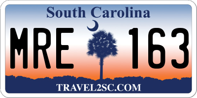 SC license plate MRE163