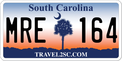 SC license plate MRE164