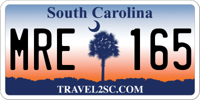 SC license plate MRE165