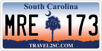 SC license plate MRE173