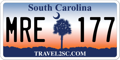 SC license plate MRE177