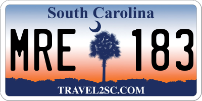 SC license plate MRE183