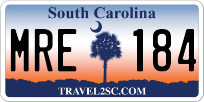 SC license plate MRE184