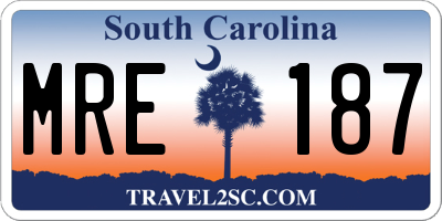 SC license plate MRE187