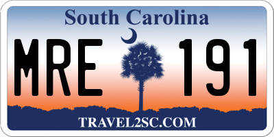 SC license plate MRE191