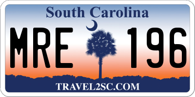 SC license plate MRE196