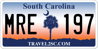 SC license plate MRE197