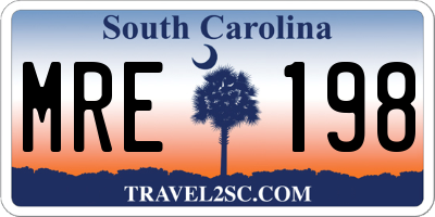 SC license plate MRE198
