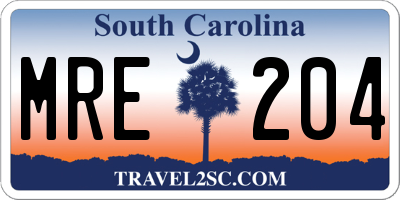 SC license plate MRE204