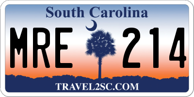 SC license plate MRE214
