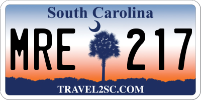 SC license plate MRE217