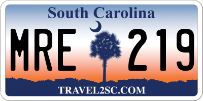 SC license plate MRE219