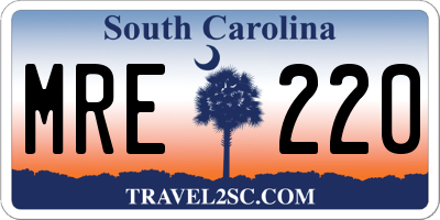 SC license plate MRE220