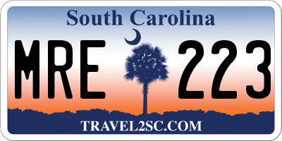 SC license plate MRE223