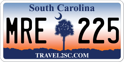 SC license plate MRE225