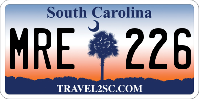 SC license plate MRE226