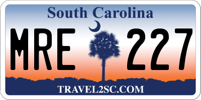 SC license plate MRE227