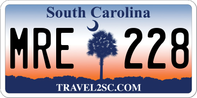 SC license plate MRE228