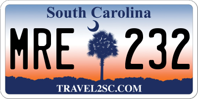SC license plate MRE232