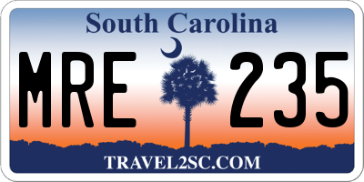 SC license plate MRE235