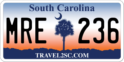 SC license plate MRE236
