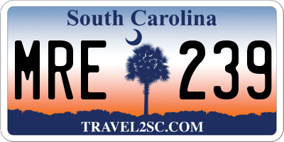 SC license plate MRE239