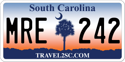 SC license plate MRE242