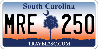 SC license plate MRE250