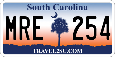SC license plate MRE254
