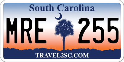 SC license plate MRE255