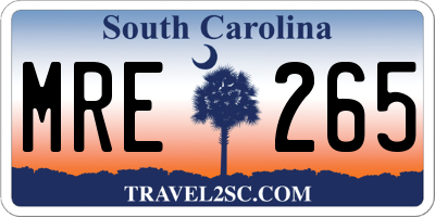 SC license plate MRE265