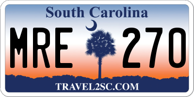 SC license plate MRE270