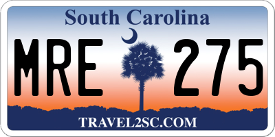 SC license plate MRE275