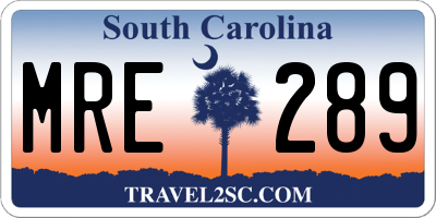 SC license plate MRE289