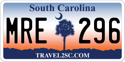 SC license plate MRE296