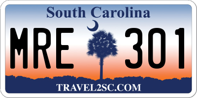 SC license plate MRE301