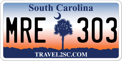 SC license plate MRE303