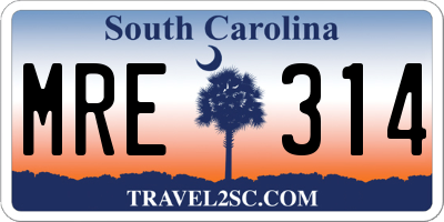 SC license plate MRE314
