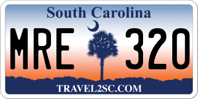 SC license plate MRE320