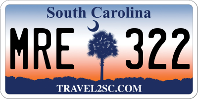SC license plate MRE322