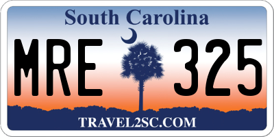 SC license plate MRE325