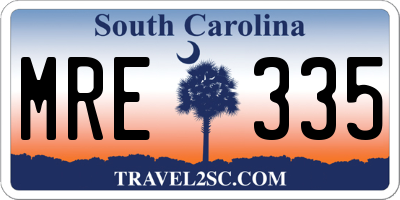 SC license plate MRE335