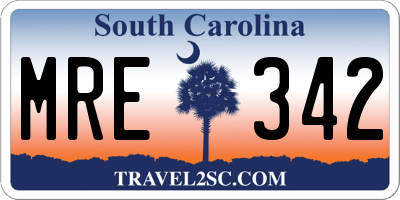 SC license plate MRE342