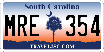 SC license plate MRE354