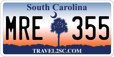 SC license plate MRE355