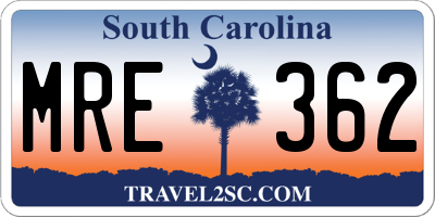 SC license plate MRE362