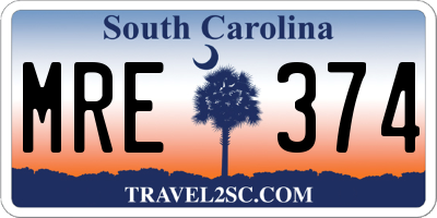 SC license plate MRE374
