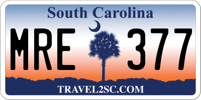SC license plate MRE377