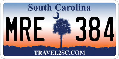 SC license plate MRE384