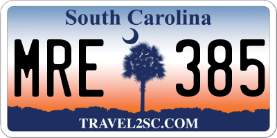 SC license plate MRE385